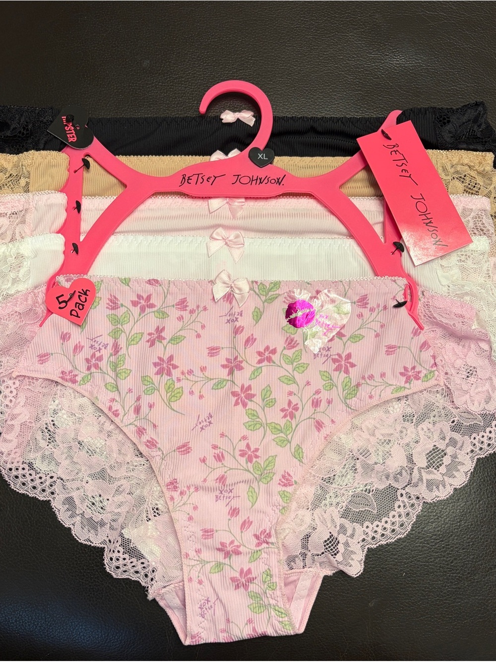 Betsey Johnson Women's Multicolor Hipster 5-Pack Panties Size XL